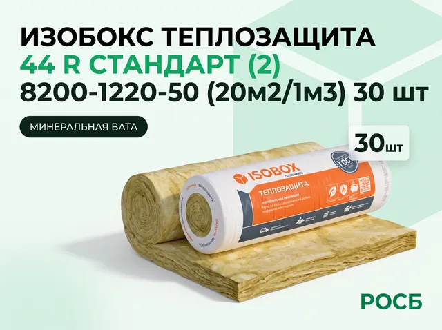 ИЗОБОКС Теплозащита 44 R Стандарт (2) 8200-1220-50 (20м2/1м3)  30 шт