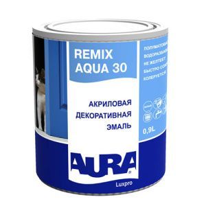 Полуматовая износостойкая эмаль "AURA  Luxpro Remix Aqua 30" 0,9л